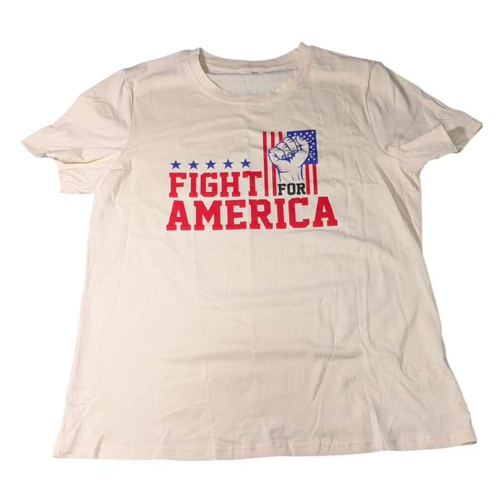 Cream Color  T Shirt -"Fight For America" Size Large - NWOT - Patriotic